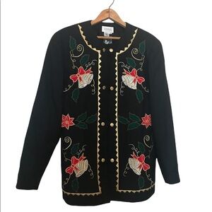 Vintage JENNA 100% Wool Embroidered Christmas Jacket/Blazer Size 10